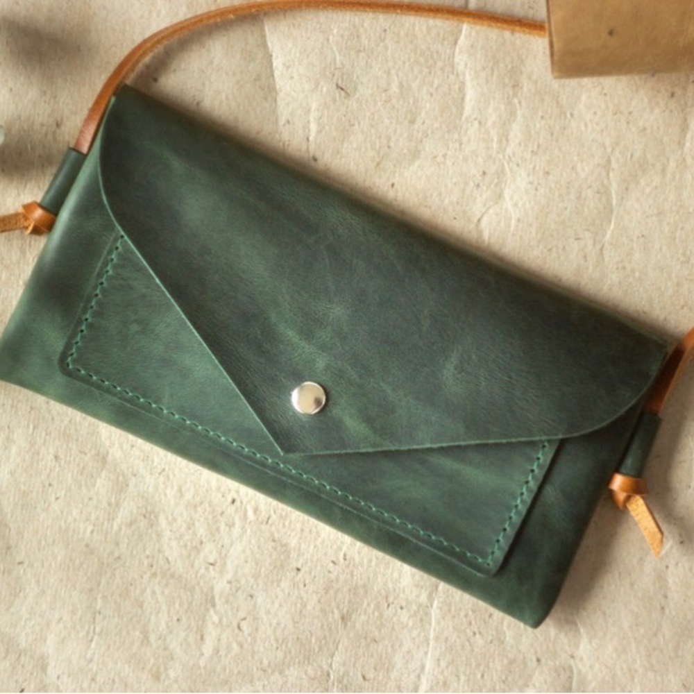Leather bag for cell phone, made in Ukraine